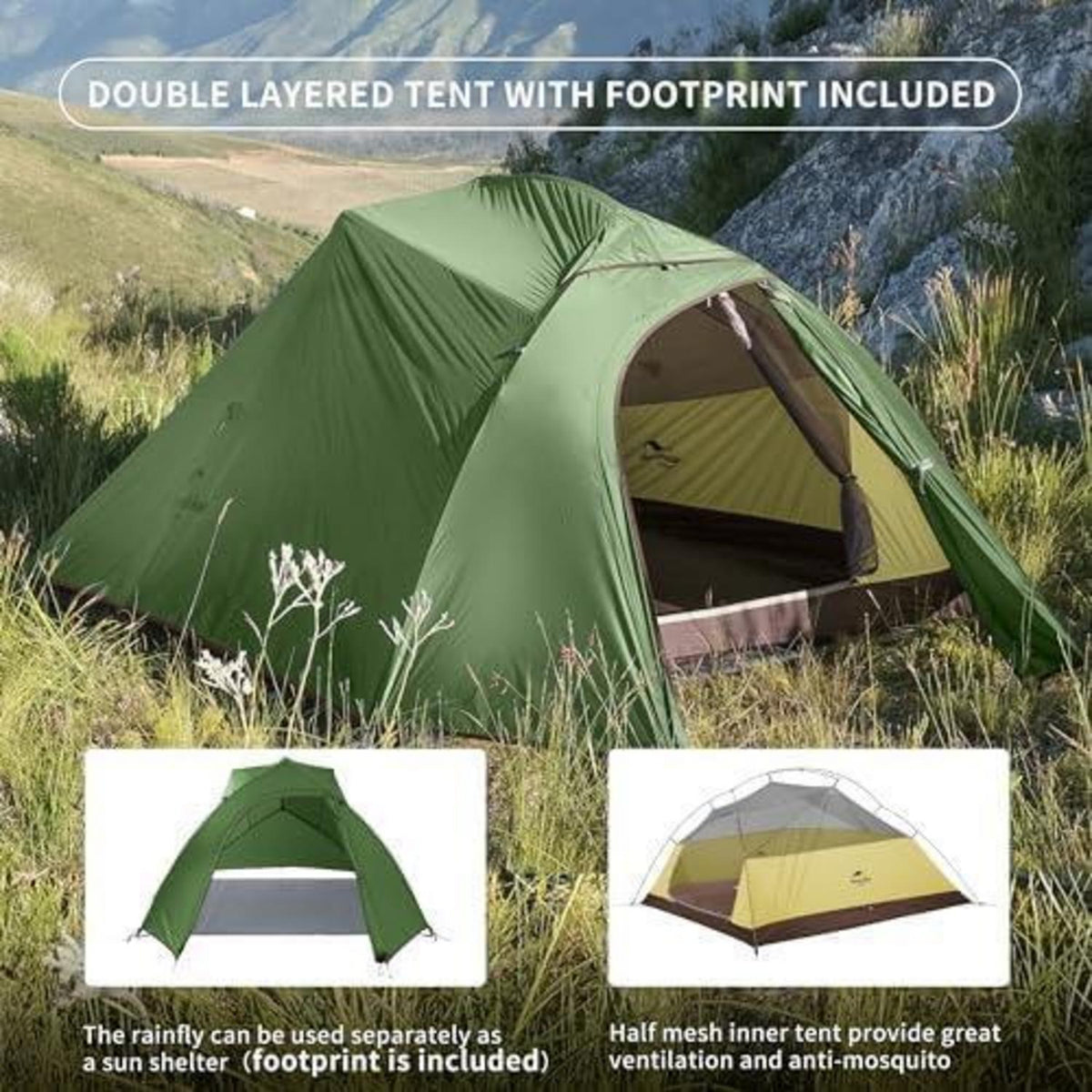 Ultraleichtes 3-Personen Zelt für Camping & Wandern