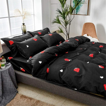 Erdbeer Bettwäsche Set Kawaii Mädchen Schlafzimmer Dekor 220x240