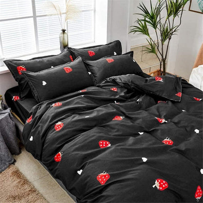 Erdbeer Bettwäsche Set Kawaii Mädchen Schlafzimmer Dekor 220x240