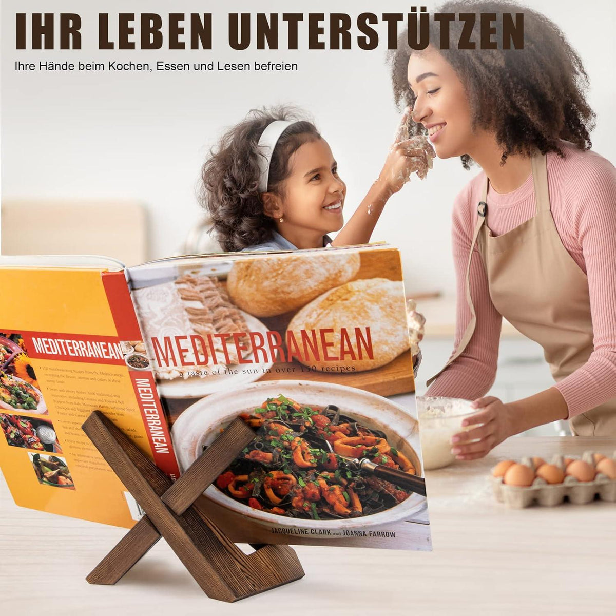 Buchständer aus Holz Vintage Rustikal für Küche Kreative Hatrack