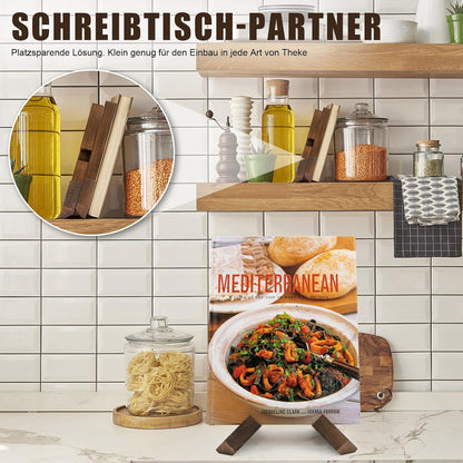 PUERSI Holz Kochbuchhalter Rezepthalter Küche Vintage Braun