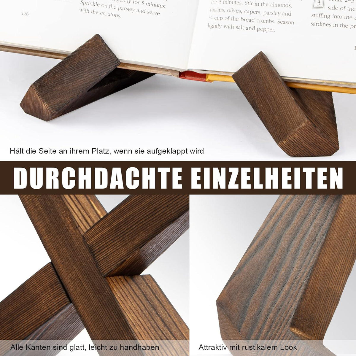 PUERSI Buchständer Holz Rezept Küche Aufsteller Vintage Rustikal