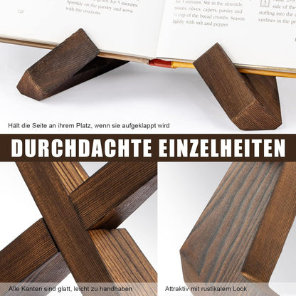 PUERSI Buchständer Holz Rezept Küche Aufsteller Vintage Rustikal