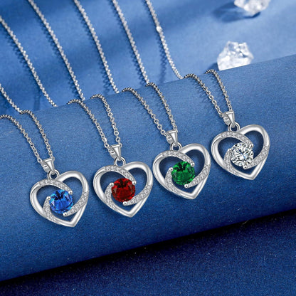 925 Sterling Silber Kette mit Herz Anhänger für Damen, 18+2 Zoll, Grün