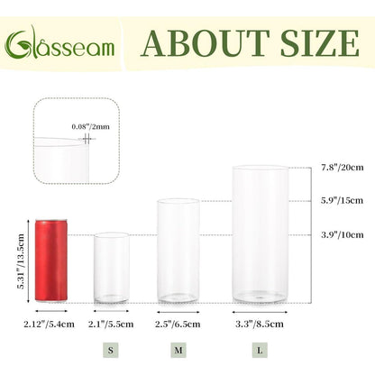 Glas Kerzenhalter Set Modern Windlicht für Stumpenkerzen & Teelichter (S+M+L, 4 Sätze)