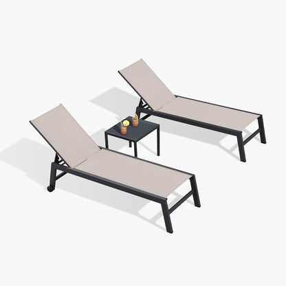 PURPLE LEAF Gartenliege 2er-Set Aluminium Sonnenliege Beige