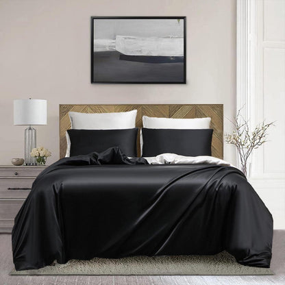 Damier Bettwäsche Set 135x200cm - Satin Glanz Schwarz Weiß