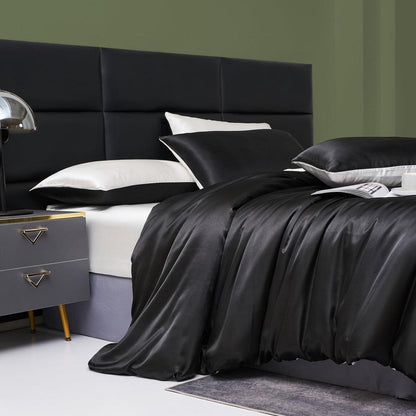 Damier Bettwäsche Set 135x200cm - Satin Glanz Schwarz Weiß