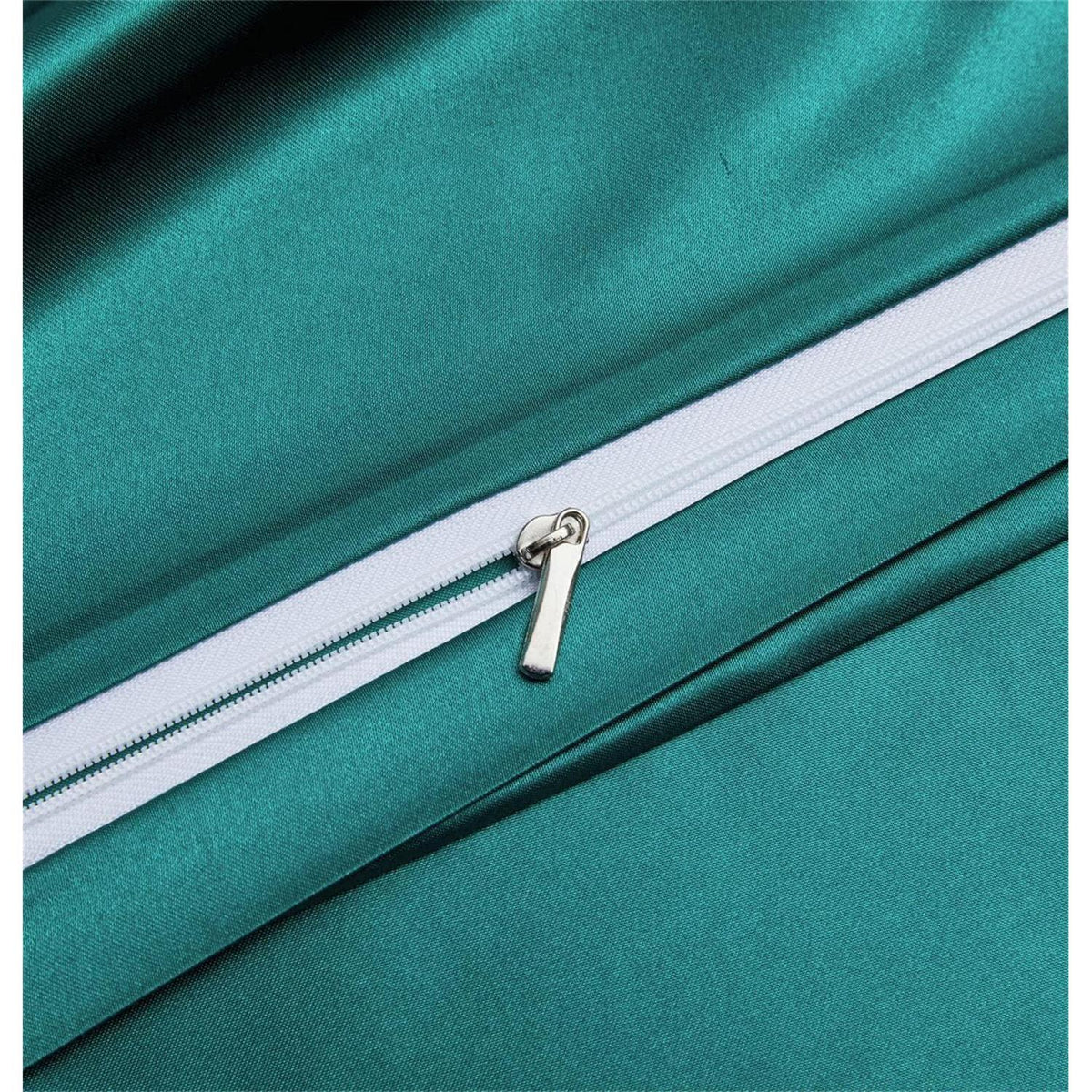Satin Bettwäsche Set 135x200 cm Türkis Grau 4-teilig