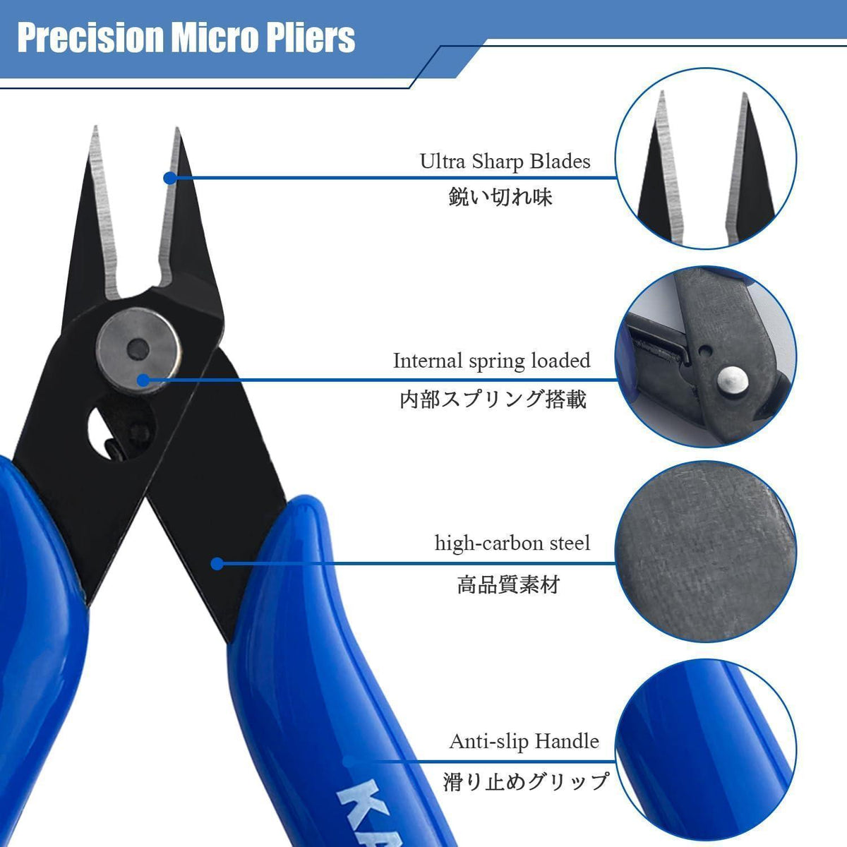 Mini-Seitenschneider 5er-Set, 127mm Präzisions-Drahtschneider, blau
