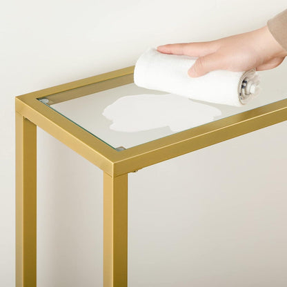 Konsolentisch Hartglas Beistelltisch goldfarben 100 cm