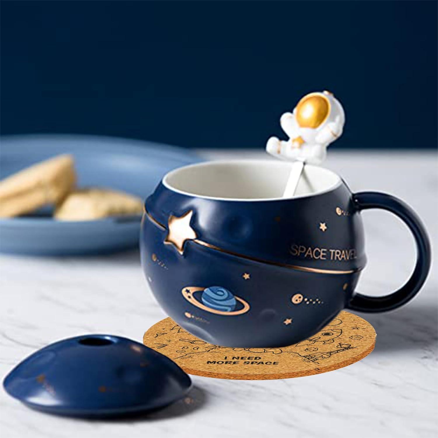 Kawaii Astronaut Tasse Planet Weltraum Prägung Keramik Becher Deckel