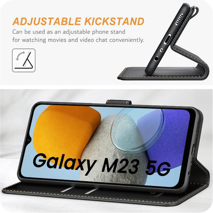 Samsung Galaxy M23 5G Handyhülle, Premium Leder Klapphülle Schwarz