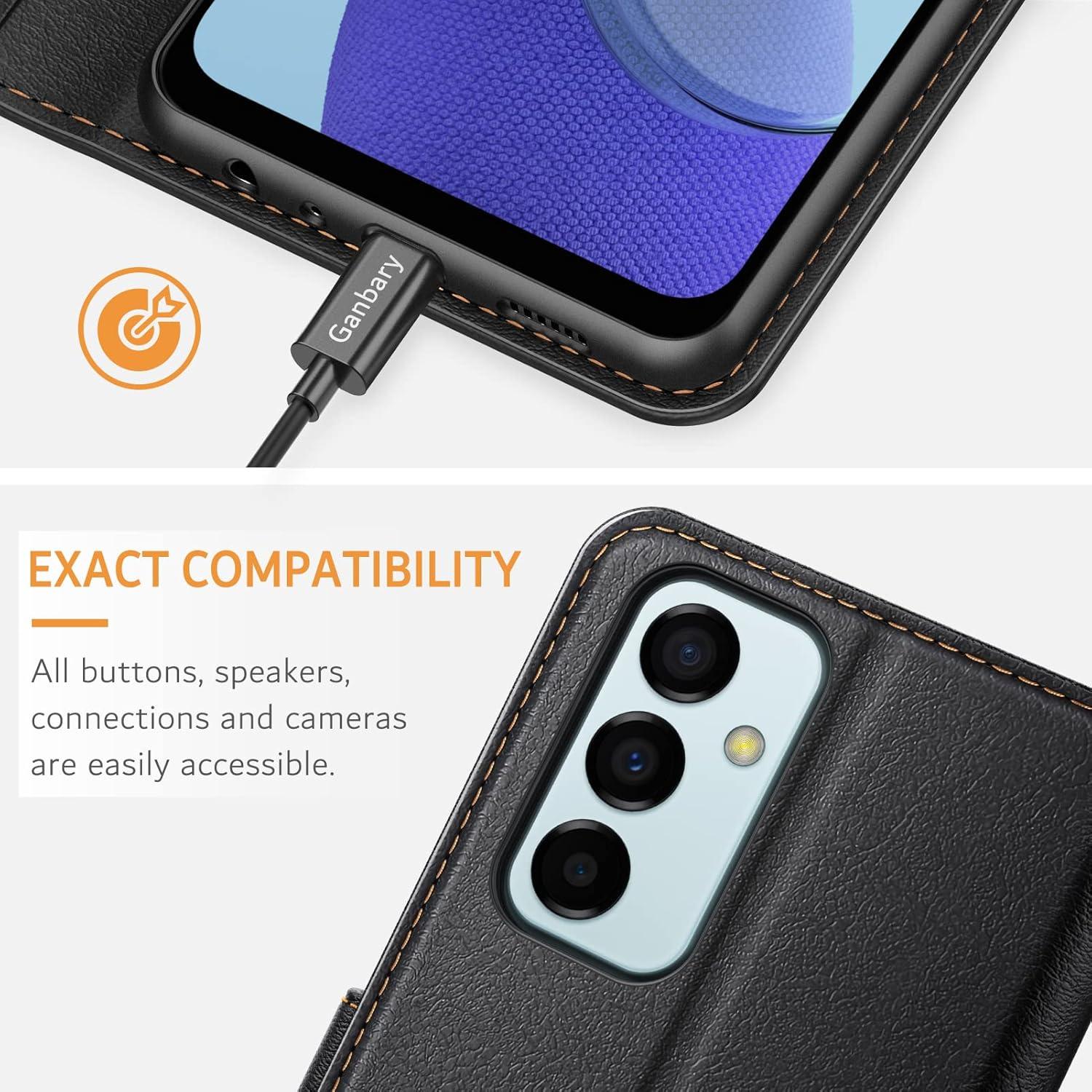 Handyhülle Samsung Galaxy M23 5G Premium Leder Klapphülle Schwarz