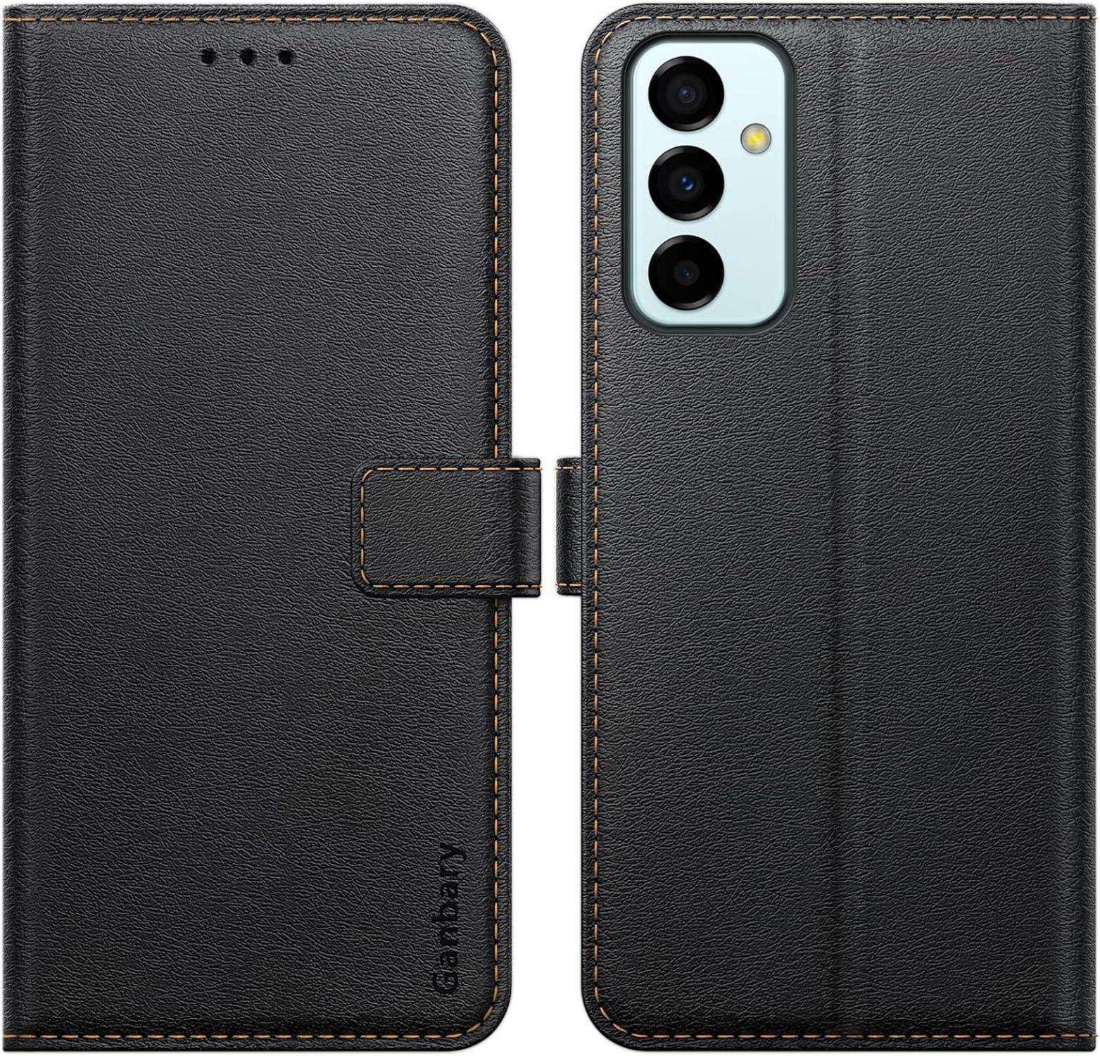 Samsung Galaxy M23 5G Handyhülle, Premium Leder Klapphülle Schwarz