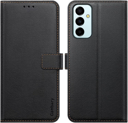 Samsung Galaxy M23 5G Handyhülle, Premium Leder Klapphülle Schwarz