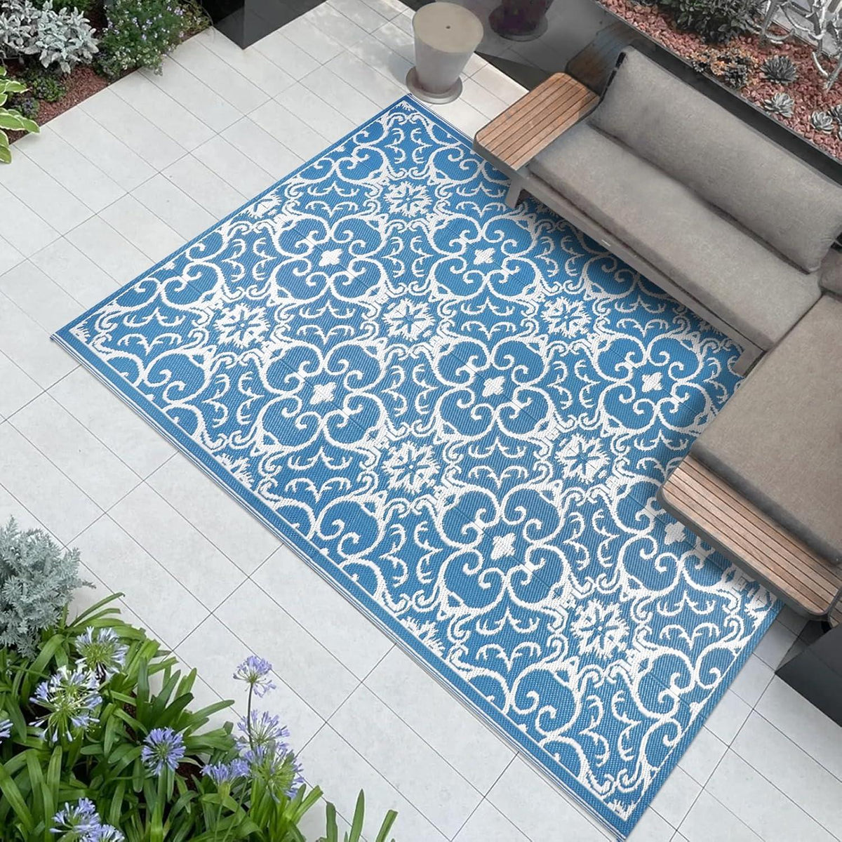 Wetterfester Wendbarer Outdoor Teppich Kunststoff 120x180cm