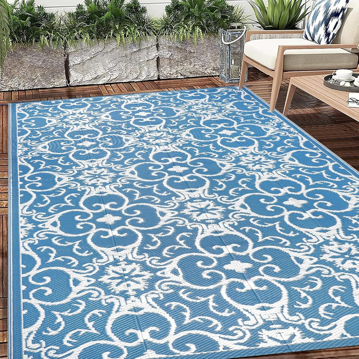Terrassenteppich Outdoor 120x180cm Wetterfest Wendbar Kunststoff