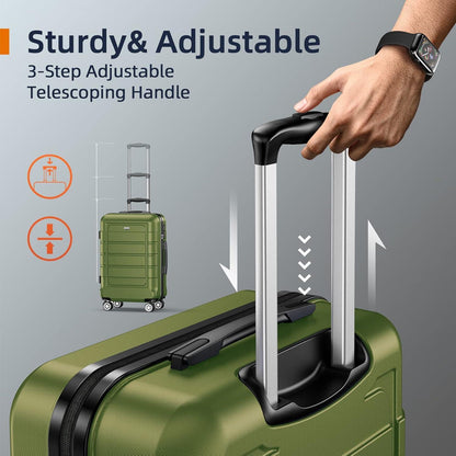 SHOWKOO Kofferset 3tlg Olivgrün ABS+PC Hartschale Leicht Erweiterbar TSA-Schloss