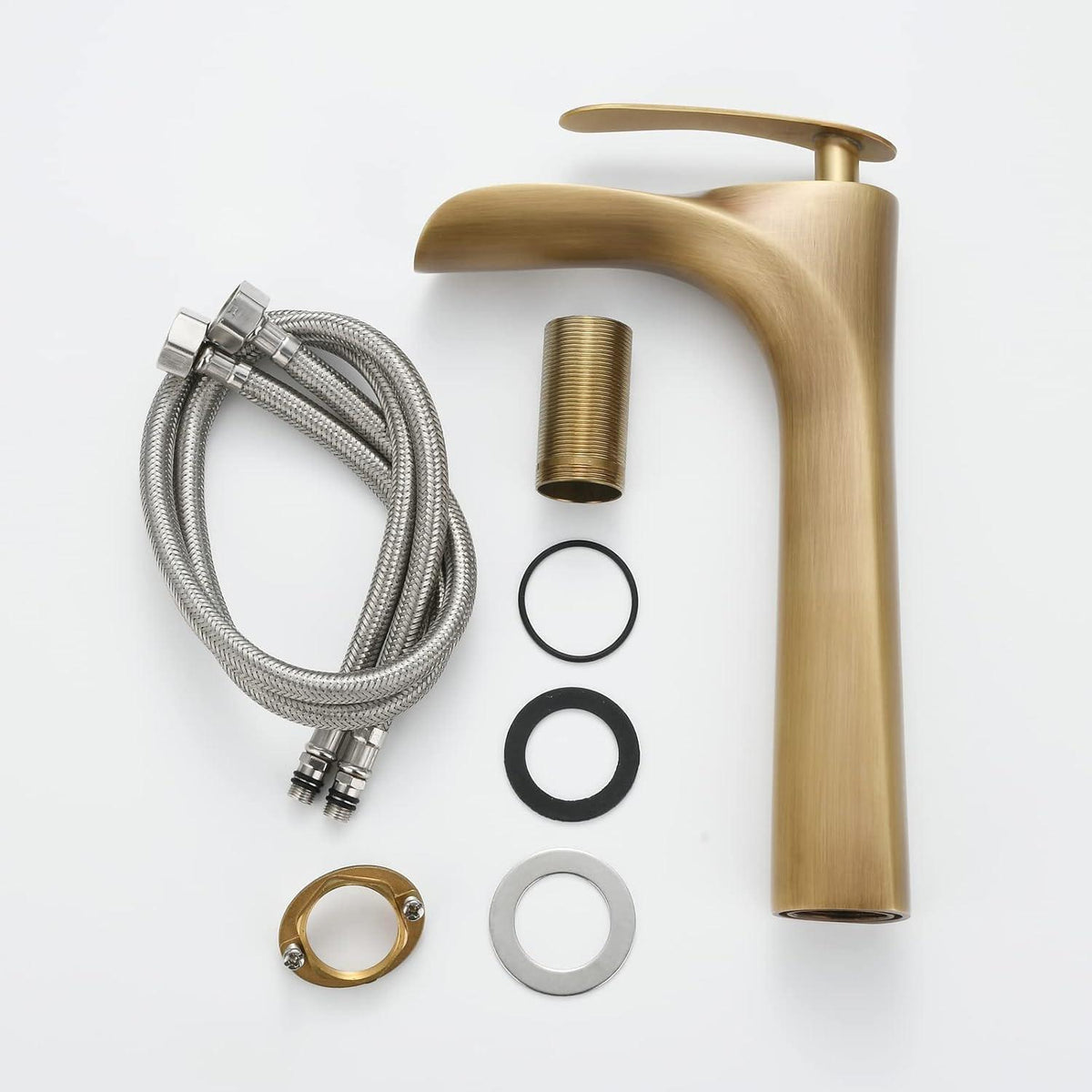 Vintage Wasserfall-Waschtischarmatur Antik Messing Monoblock