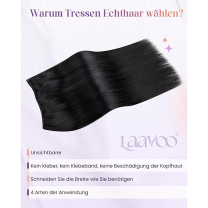 Echthaar Tressen 50cm – Weft Haarverlängerung 100g