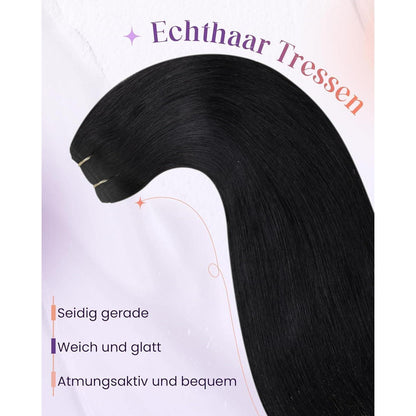 Echthaar Tressen 50cm – Weft Haarverlängerung 100g