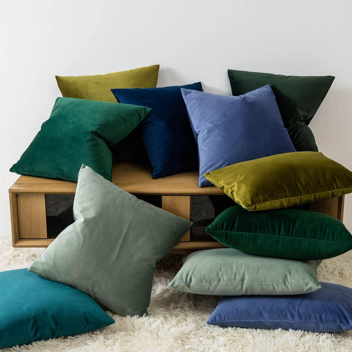 2x Samtkissenbezug 40x60 cm Salbei - Dekokissen Wohnzimmer