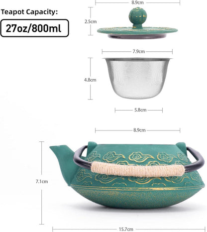 Teekanne Gusseisen Japanisch 800ml Infuser lose Blatt grün