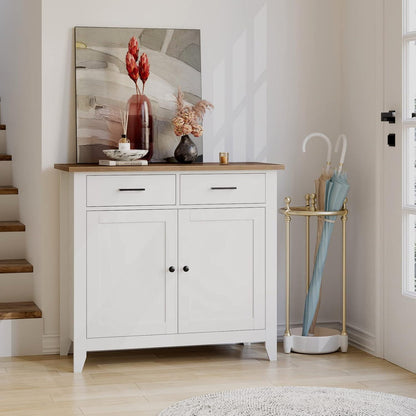 Küchenschrank mit Arbeitsplatte & Schubladen – Weißes Sideboard im Landhausstil