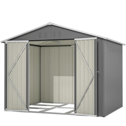 Gerätehaus 8x6ft Metall mit Fundamentrahmen & Satteldach