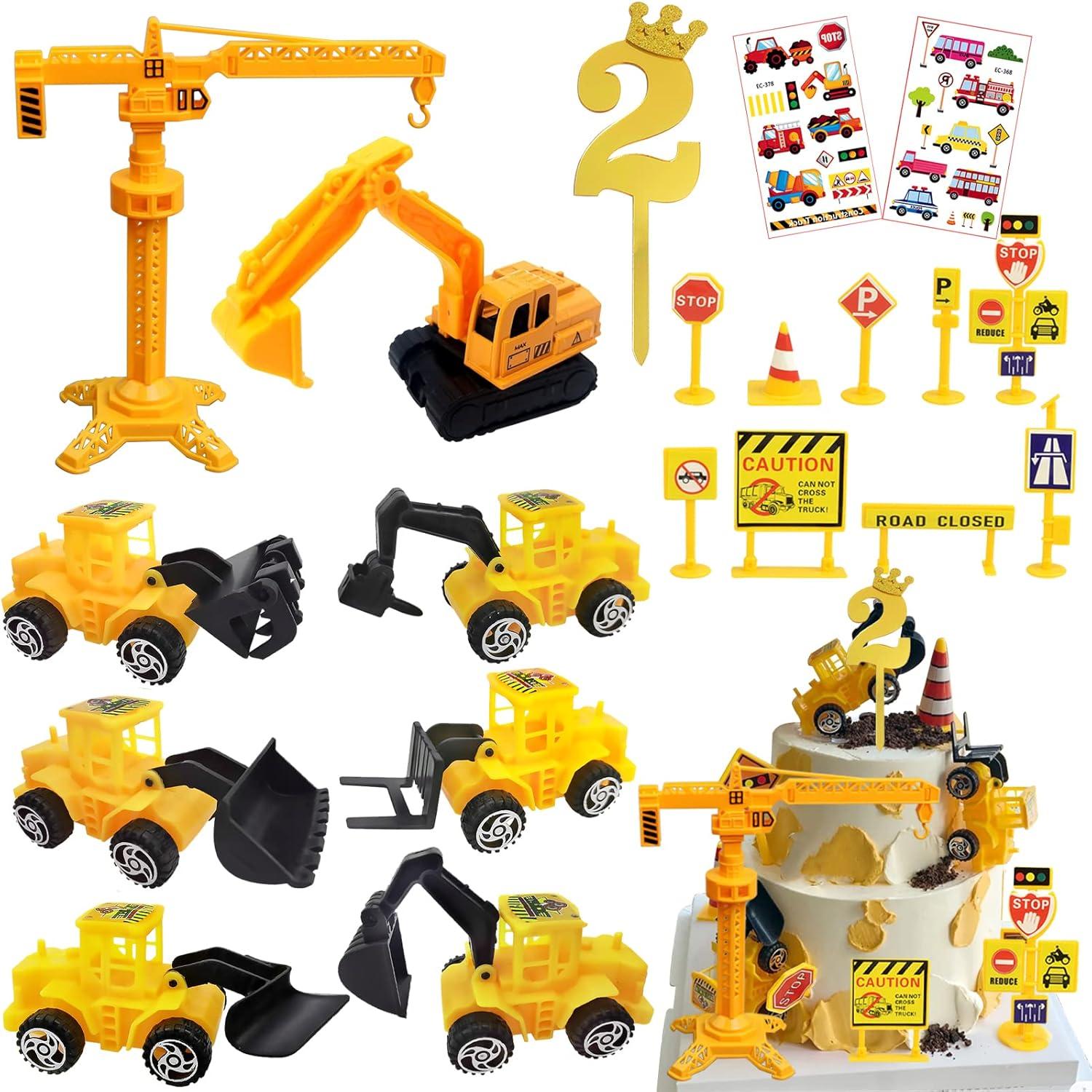 Tortendeko Bagger Baustelle 2 Jahre Happy Birthday Set
