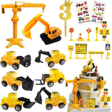 Tortendeko Baustelle Bagger Kinder 3. Geburtstag Set 20-teilig