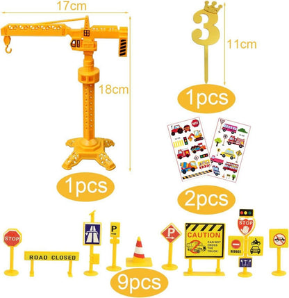 Tortendeko Baustelle Bagger Kinder 3. Geburtstag Set 20-teilig