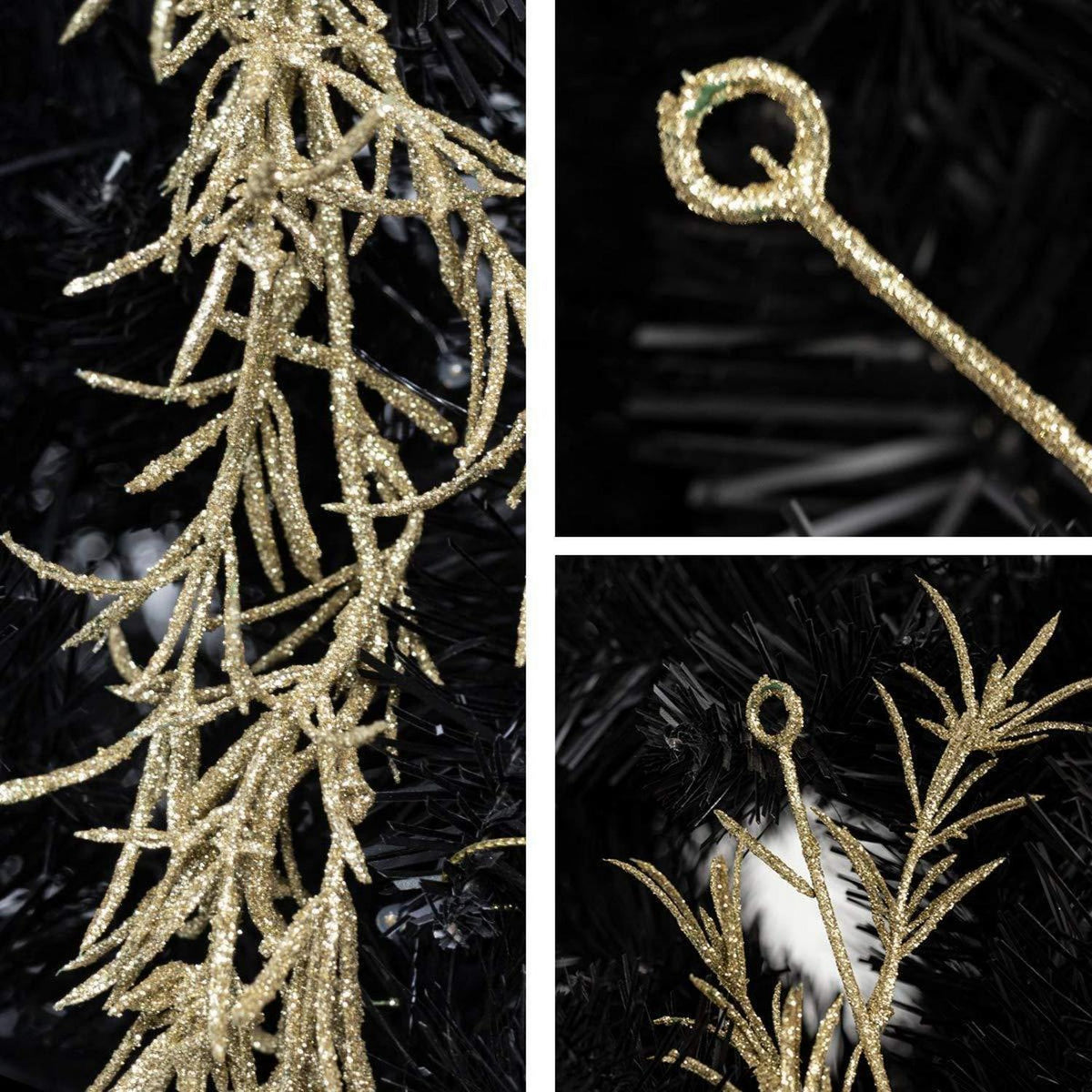 3er-Set Christbaumgirlande mit Glitzer – 183cm