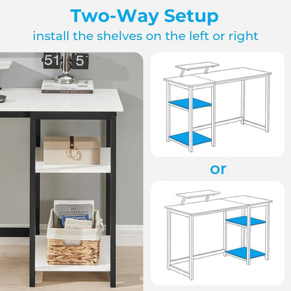 Schreibtisch Weiß mit Stauraum 100cm groß Bürotisch PC für Home Office