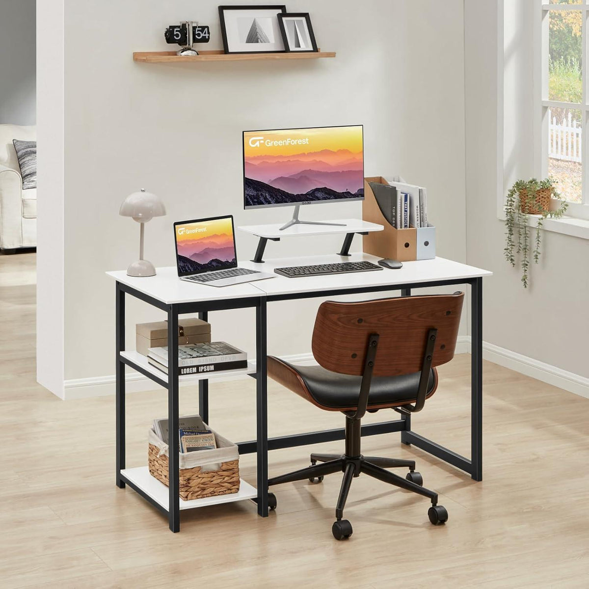 Schreibtisch Weiß mit Stauraum 100cm groß Bürotisch PC für Home Office