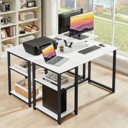 Kleiner Weißer Bürotisch mit Stauraum und Monitorständer