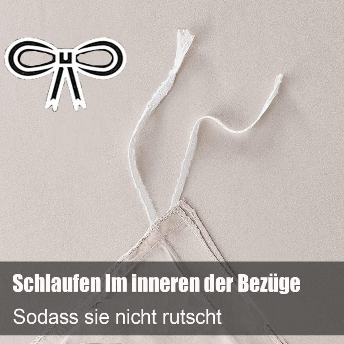 Bettwäsche-Set Beige 135x200 4tlg. Mikrofaser Reißverschluss 2