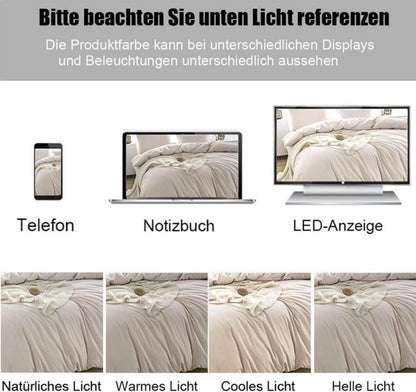 Soifox Bettwäsche Beige 135x200 4tlg. Mikrofaser Reißverschluss