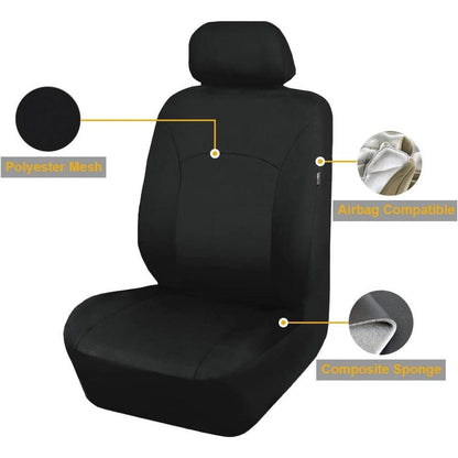 Autositzbezüge Komplettset Universal Niedriger Rücken Polyester Schwarz