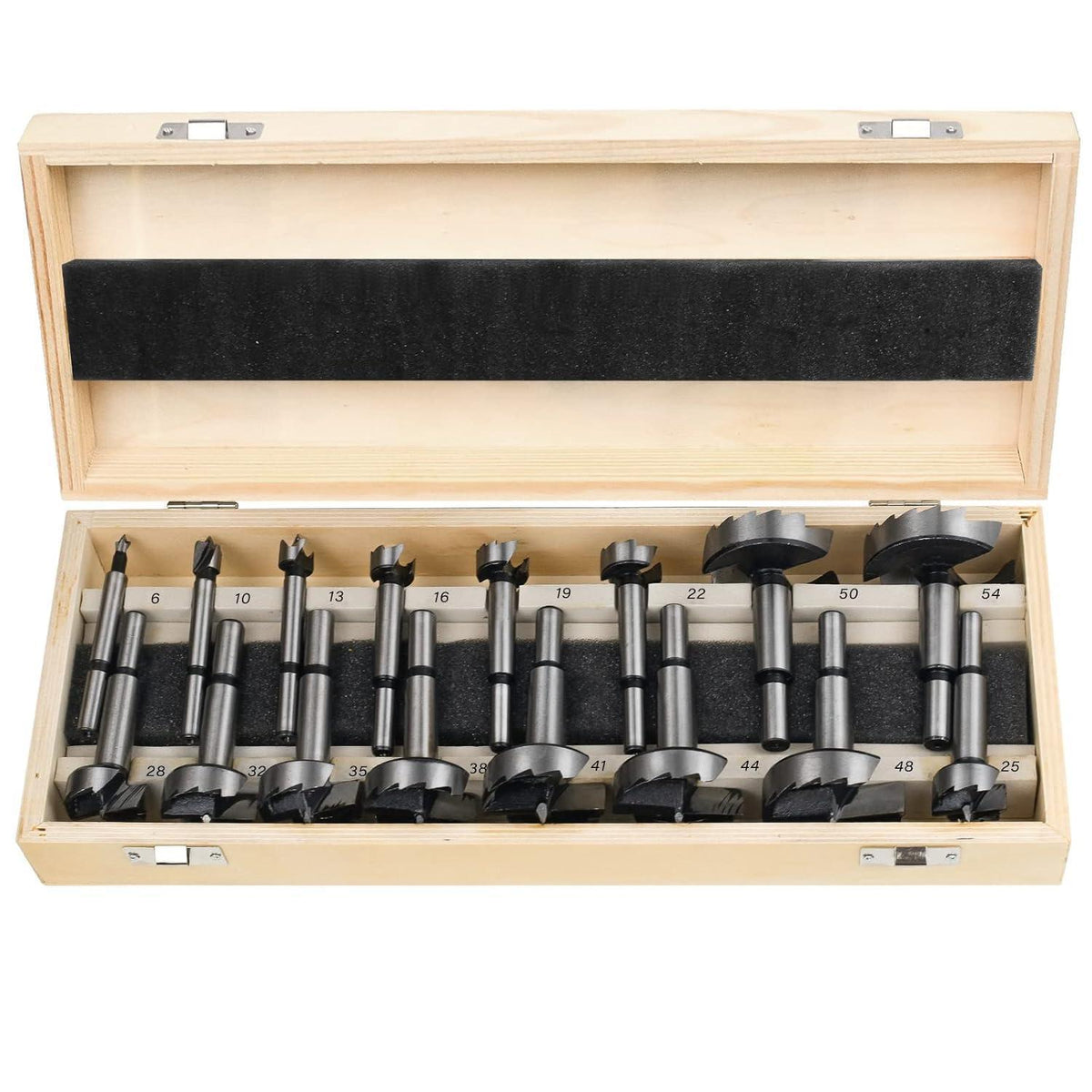 Forstnerbohrer Set 16tlg für Holz Ø6-54mm mit Holzkasten
