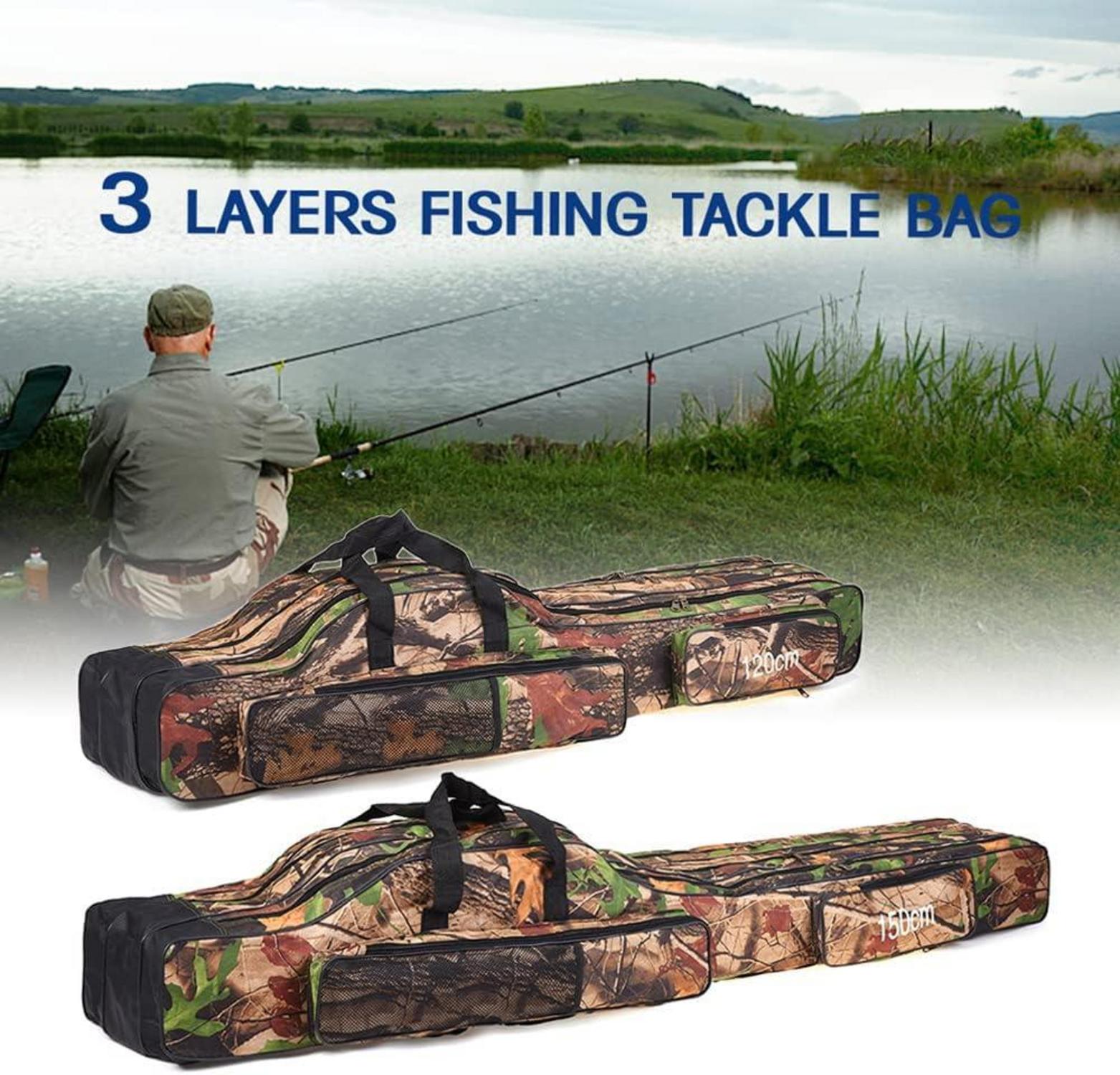 Angeltasche 3-lagig Tragbar Rutentasche Faltbar Rod Case Angelruten