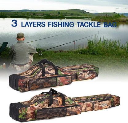 Angeltasche 3-lagig Tragbar Rutentasche Faltbar Rod Case Angelruten