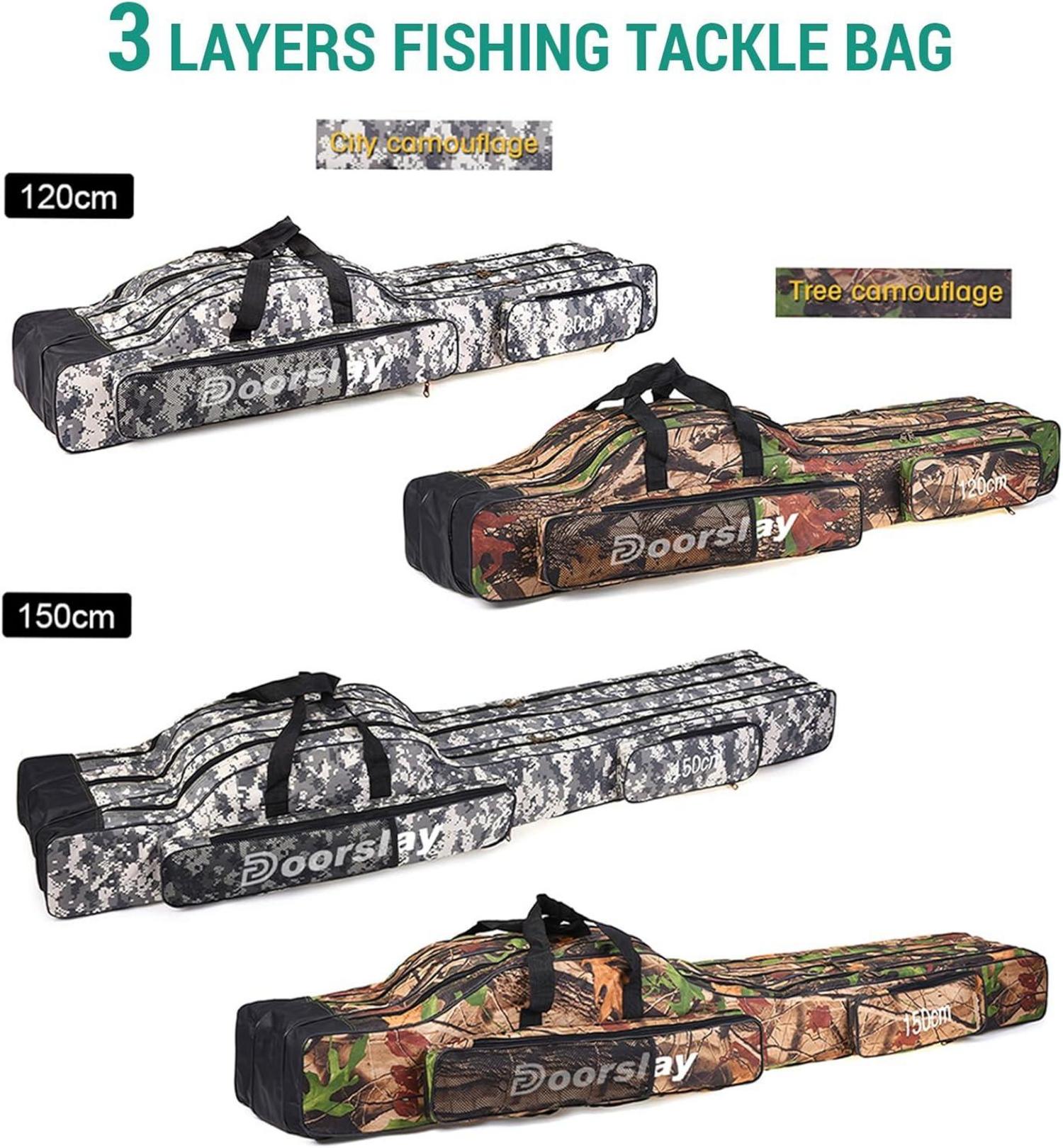 Angeltasche 3-lagig Tragbar Rutentasche Faltbar Rod Case Angelruten 150cm(Tree