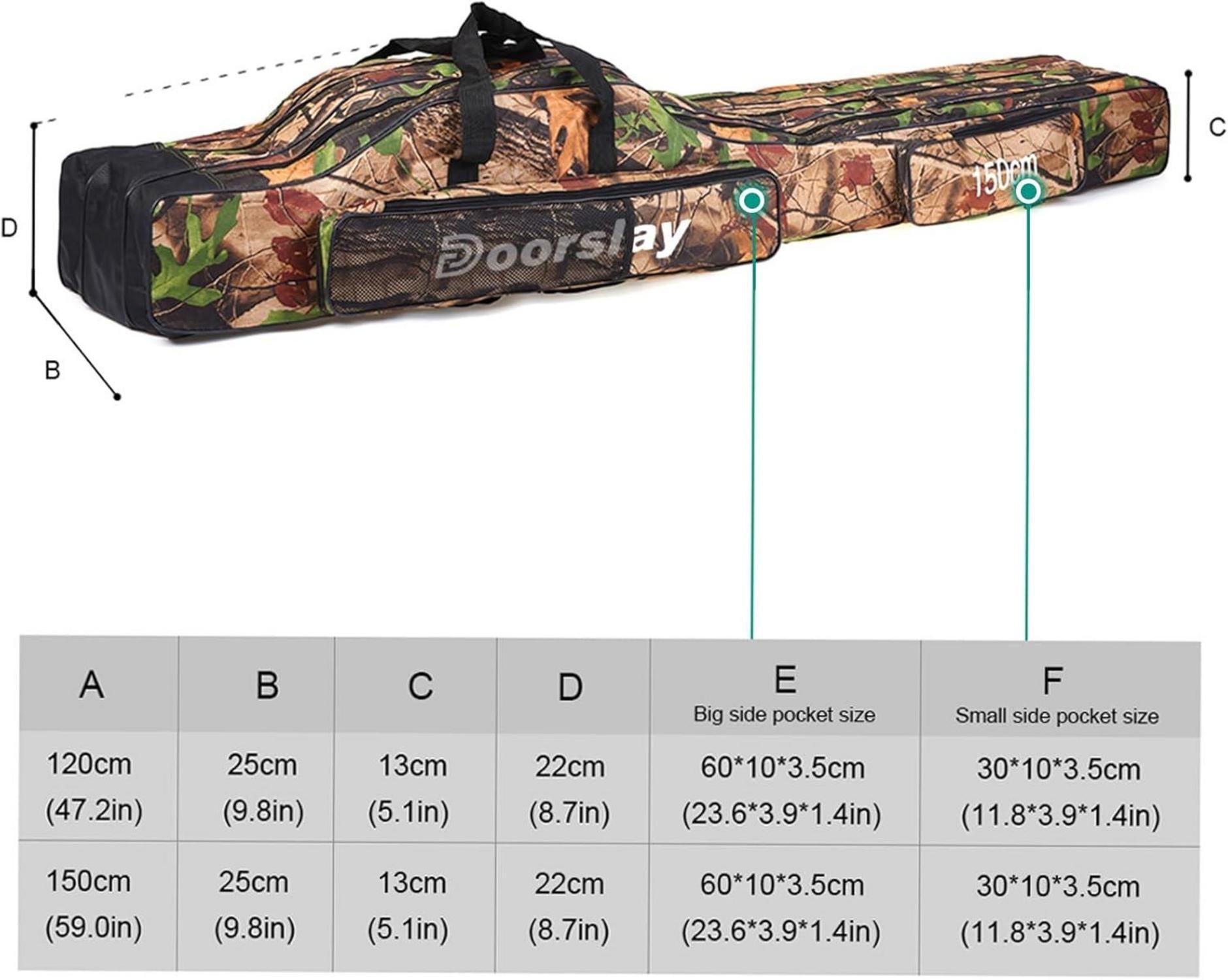 Angeltasche 3-lagig Tragbar Rutentasche Faltbar Rod Case Angelruten 150cm(Tree