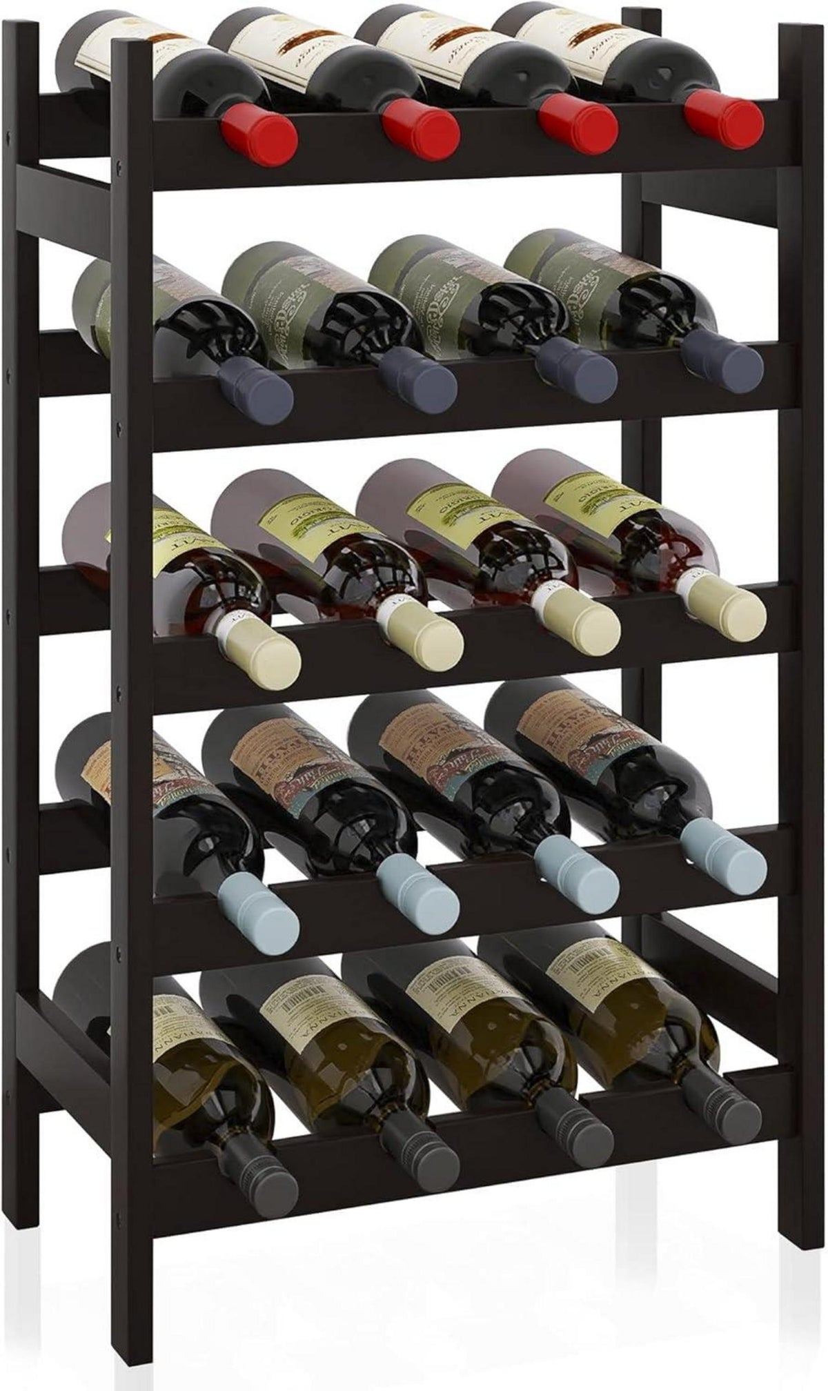 Weinregal Bambus 20 Flaschen Display 5-stöckig Lagerregal Küche Bar
