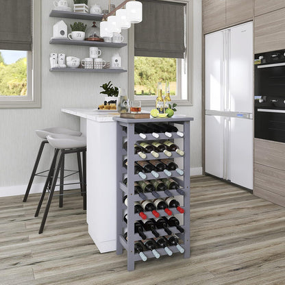 Weinregal Bambus 28 Flaschen 7 Etagen freistehend Grau