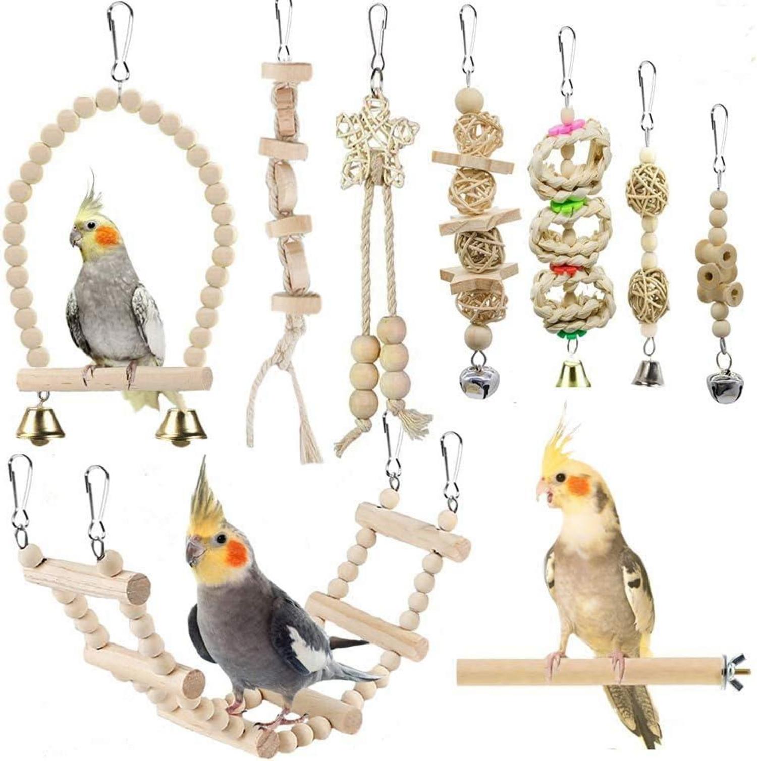 Vogelspielzeug Set für Wellensittiche, Sittiche, Papageien