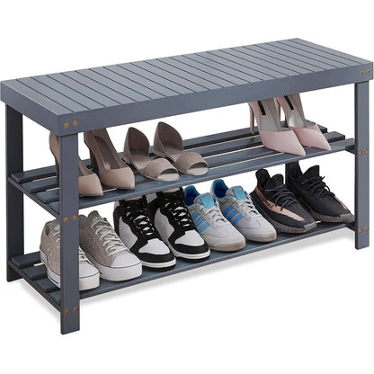 Schuhbank Schuhregal Bambus Sitzbank Schuhschrank Diele