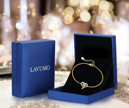 LAVUMO Herz Armband Damen 925 Silber Rosegold Verstellbar Valentinstag